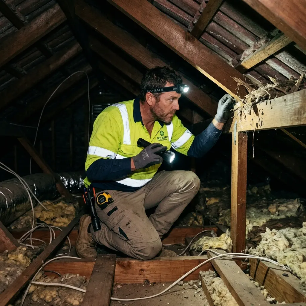 Technician using detection equipment to locate a dead rat inside a St Leonards wall cavity